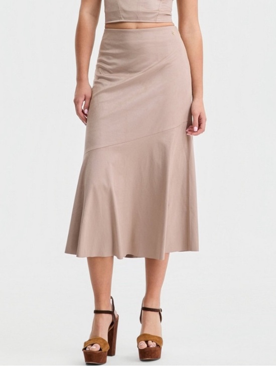 Guess Dresses & Skirts - Guess Taupe Faux Suede Midi Skirt